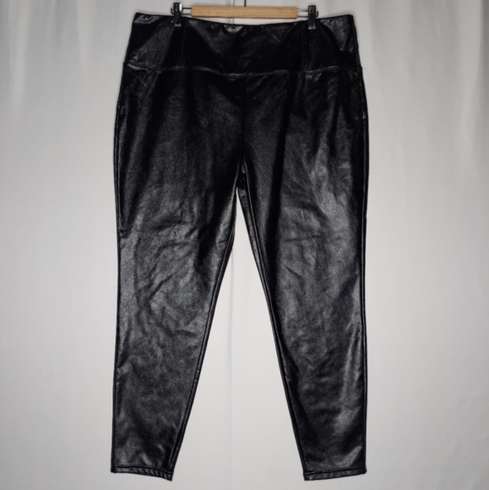 Tinseltown Faux Leather Jeggings Womens‎ 3X Jr Black Stretch Pullon Witchy